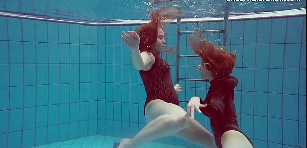  Diana Zelenkina and Simonna sexy brunettes in the pool